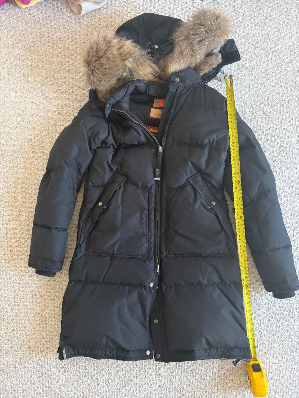 Parajumpers Women's Masterpeice Black Long Bear Down Fur Coat